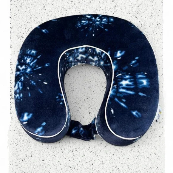 Essentials Blue and White Tie-Dye Travel Neck Pillow by Wolf - Picture 1 of 3